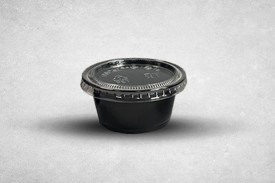 2oz Black Plastic Recyclable Portion Pots with Lids