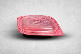 8oz Black & Red Plastic Microwaveable Recyclable Tutipac Container with Lids