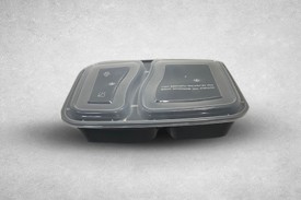 1000ml Black Plastic Microwaveable 2-Compartment YQ6828 Containers with Lids